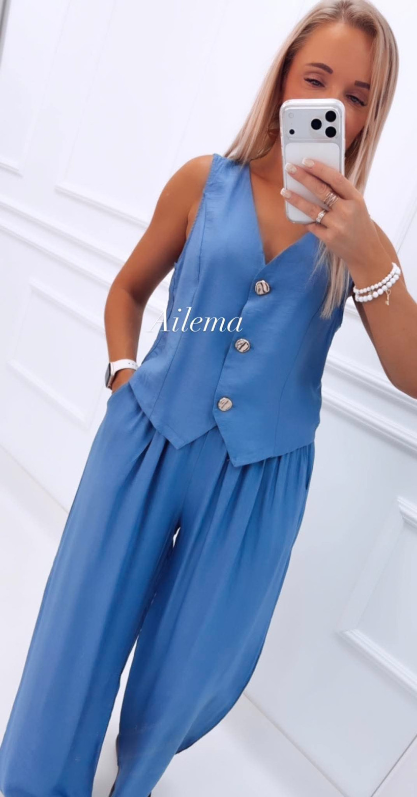 Komplet kamizelka i spodnie wide leg Y3502#A