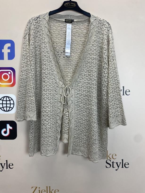 Sweter/Narzutka niciakowy wiązana z przodu, reksor, KRYSIA - 2xl - 17330 - beż