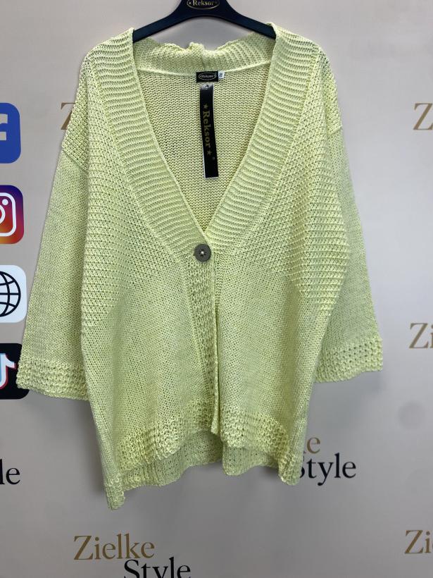 Sweter/Narzutka niciakowy zapinany na guzik, reksor, MARIKA- 2xl  - 17285- kanarkowy