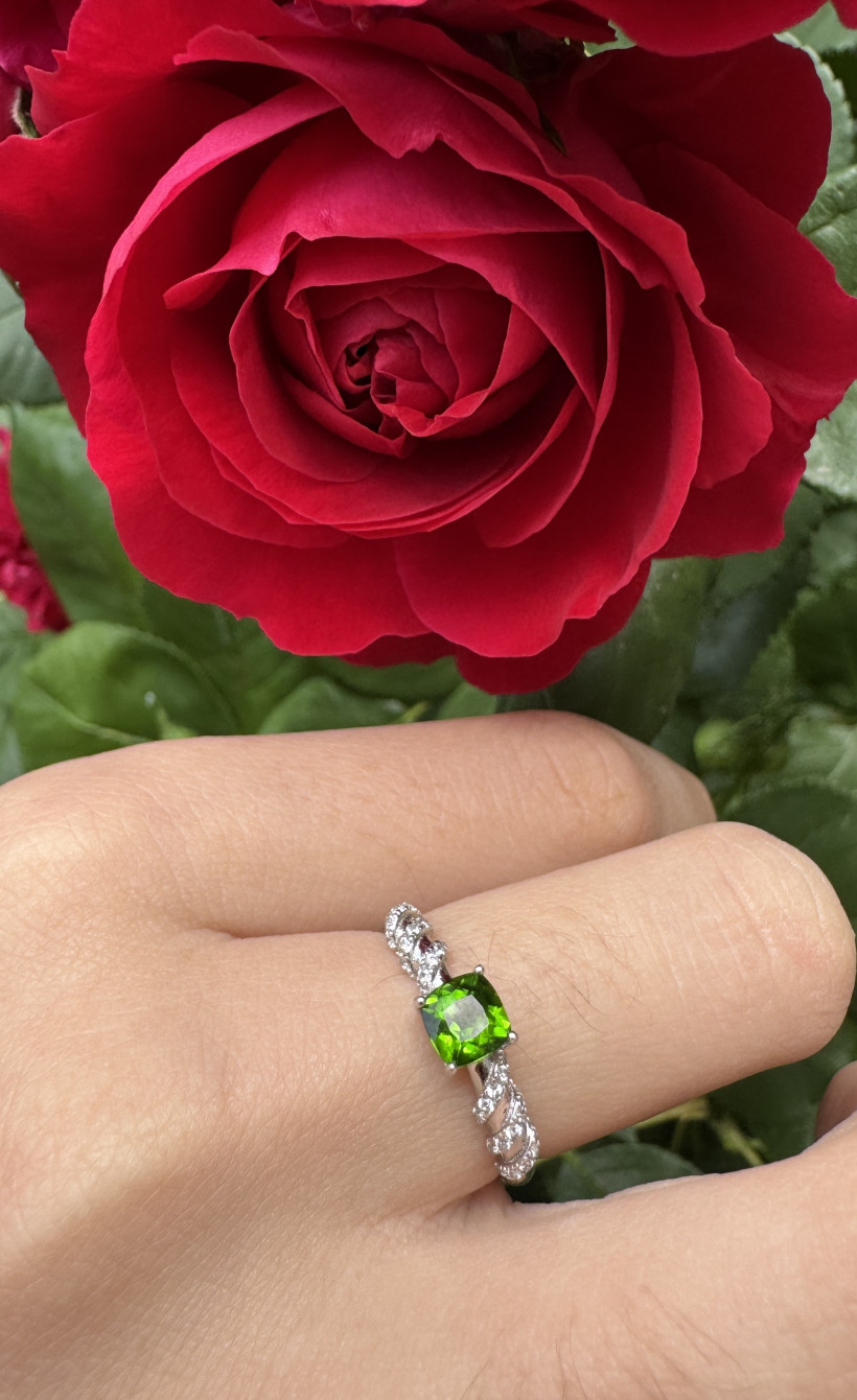Bague argent 925 ajustable diopside