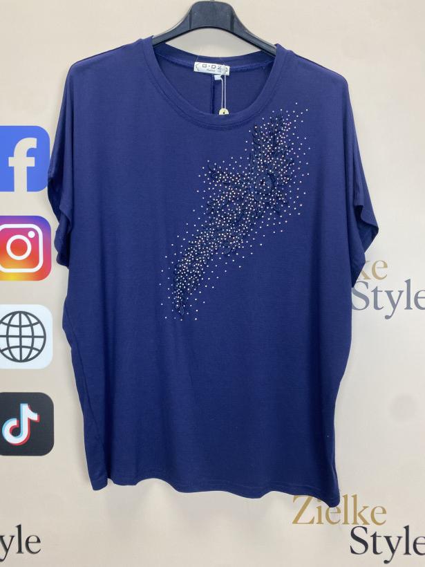 Bluzka jednokolorowa, kwiat - L/XL - BG53 - granat
