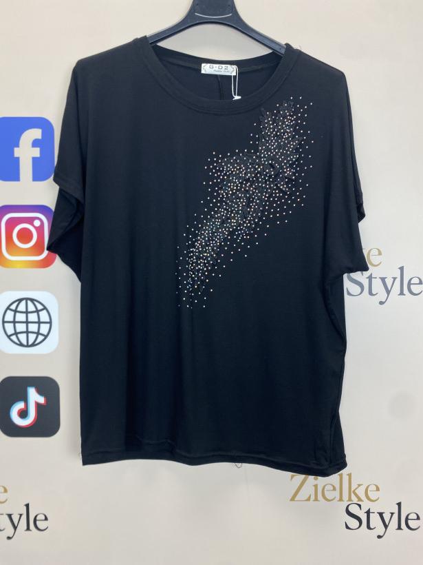 Bluzka jednokolorowa, kwiat - 2xl/3xl - BG53 - czarna