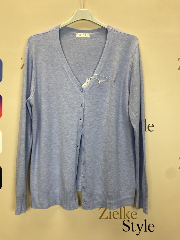 Sweterek w serek jednokolorowy , na guziki -jeans-  BG02 ( L/XL-2XL/3XL)