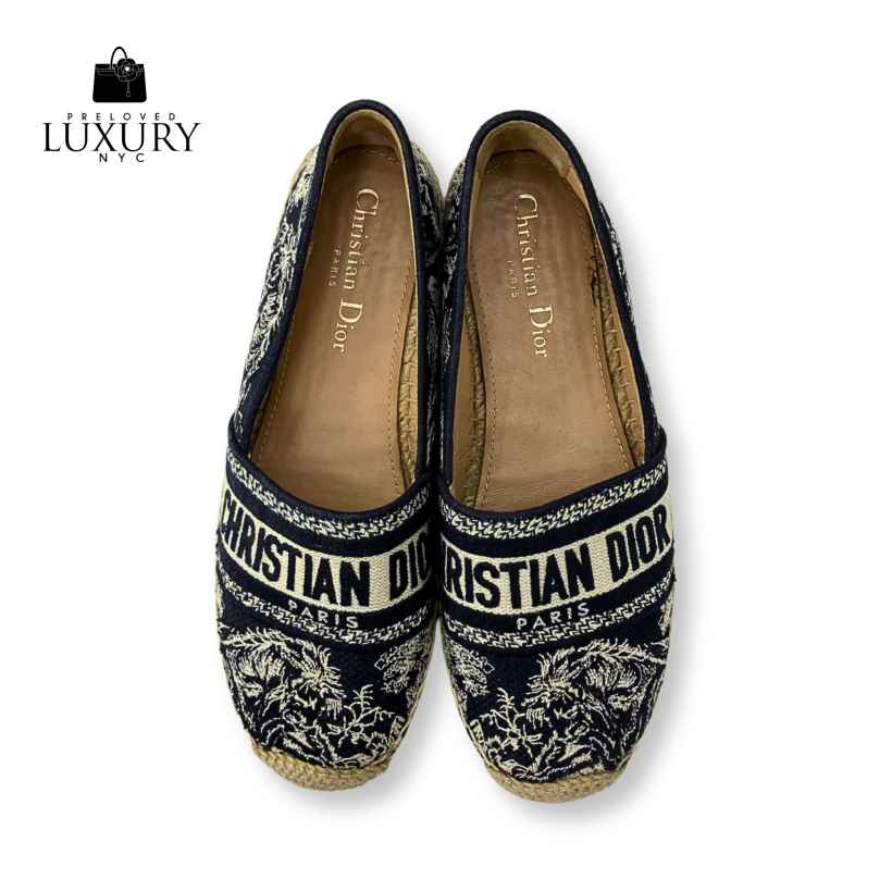 DIOR Blue Espadrilles Toile de Jouy Shoes