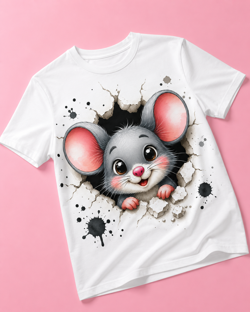 ZA T-shirt BIAŁY- myszka