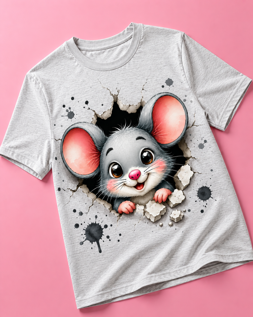 ZA T-shirt SZARY- myszka