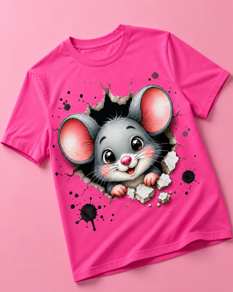ZA T-shirt FUKSJA- myszka