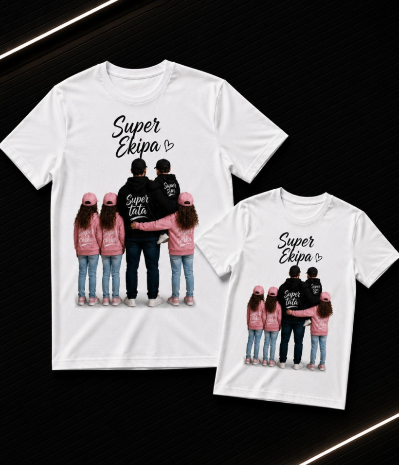 ZA T-shirt BIAŁY-TATA 1 syn 3 córki