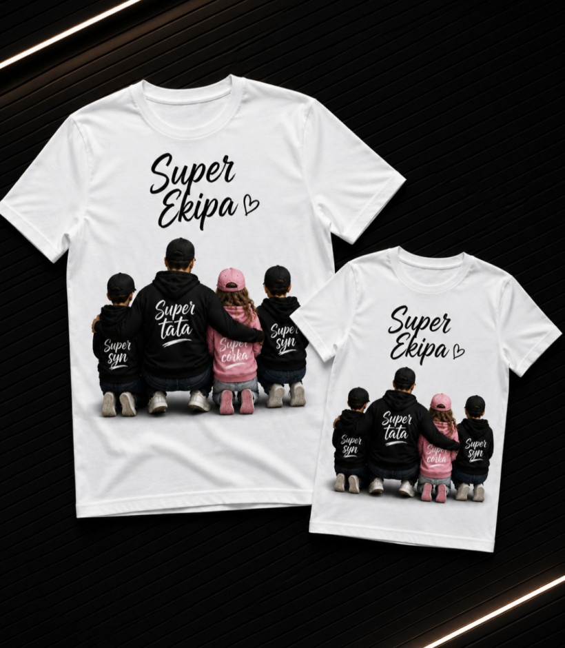 ZA T-shirt BIAŁY-TATA 1 córka 2 synów