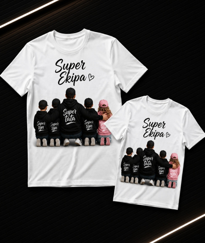ZA T-shirt BIAŁY-TATA 1 córka 3 synów
