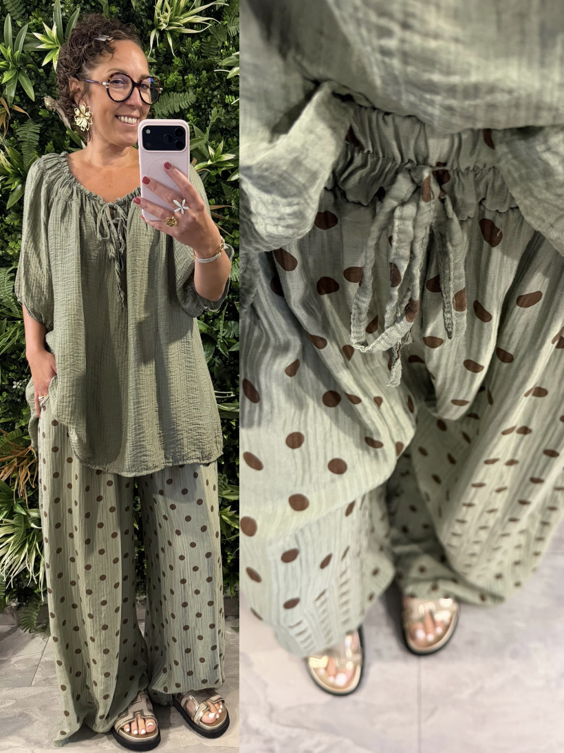 pantalon fluide à pois 