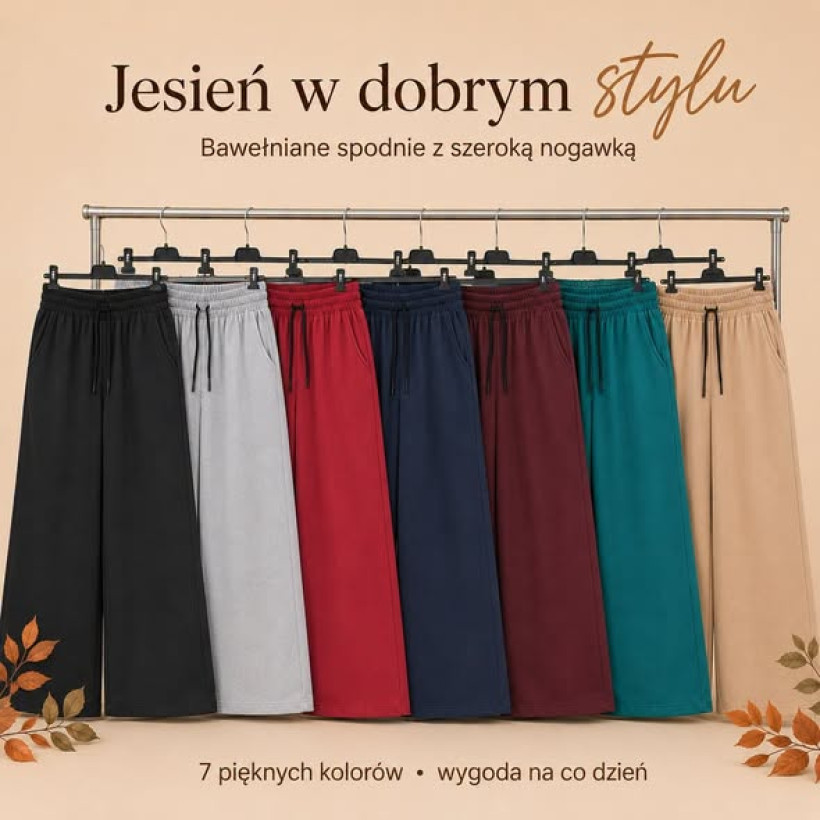 Bawełniane spodnie damskie Plus Size z szeroką nogawką