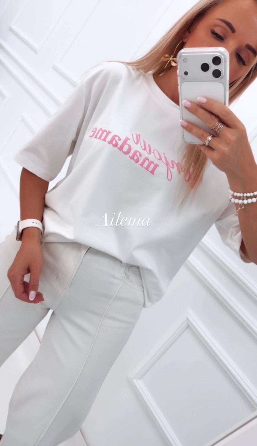 T-shirt Motion M01144 okrągły dekolt, krótki rękaw napis