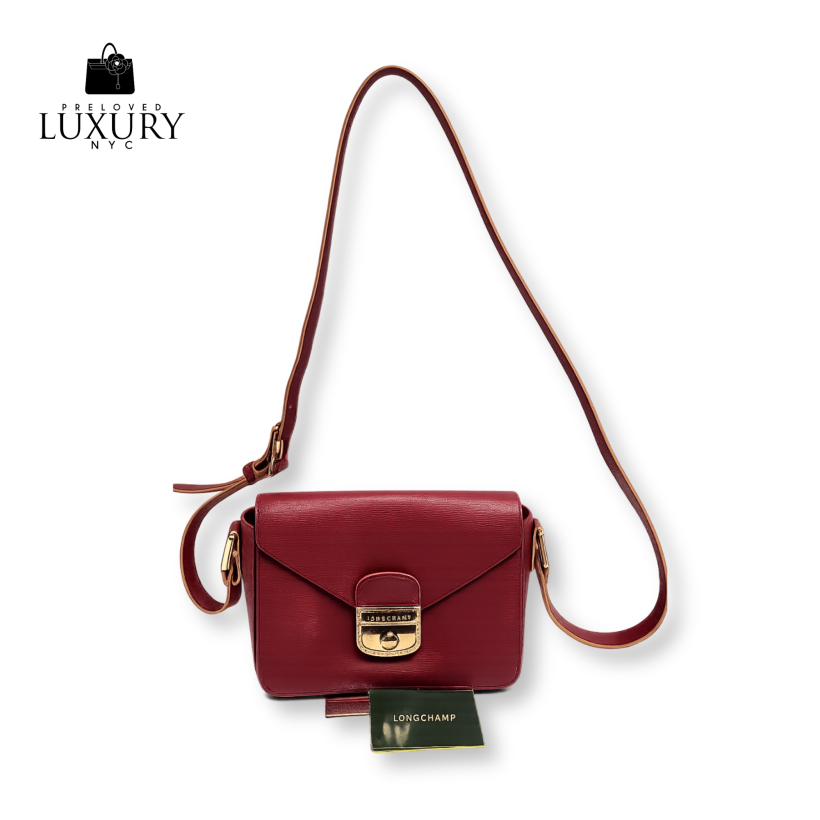 LONGCHAMP Le Pliage Heritage Red Leather Shoulder Bag