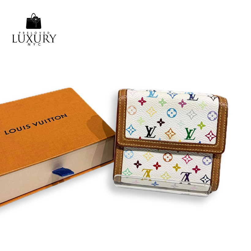LOUIS VUITTON  Portemonnaie Billet Carte Credit Monogram Multicolor Blanc Double Snap Wallet