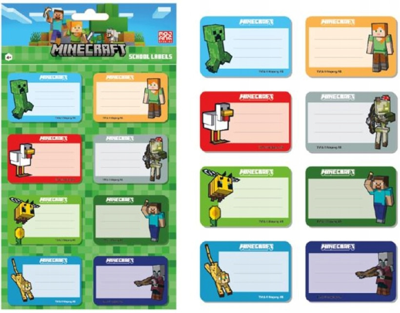 Naklejki na zeszyty Minecraft 24 sztuki Astra