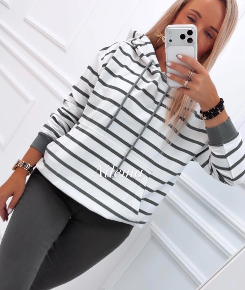 Bluza MEGI w paski 2322 z kapturem