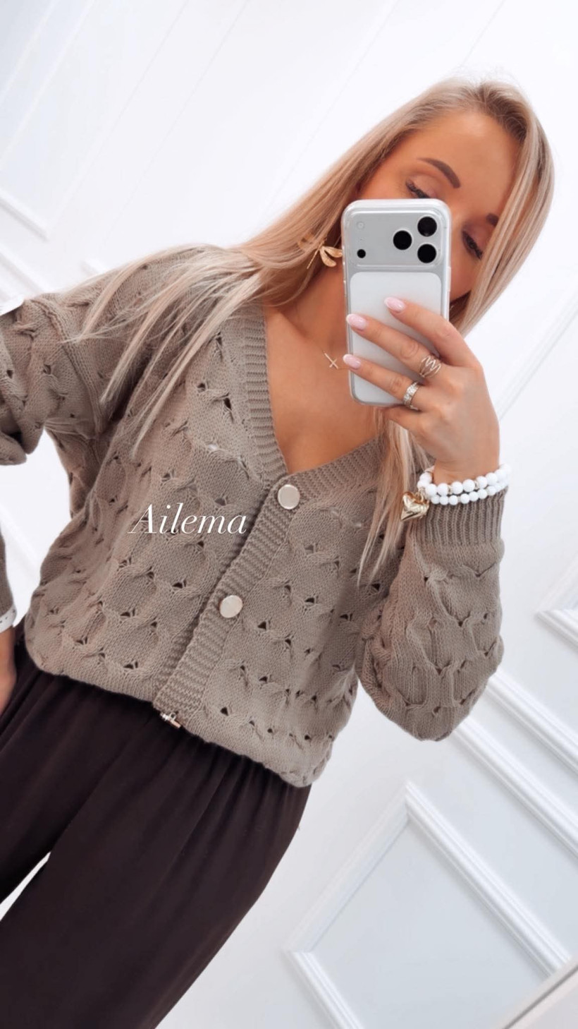 Sweter ażurek SW888 na guziki 