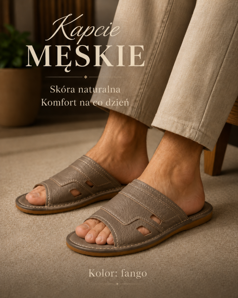 Kapcie męskie SKÓRA NATURALNA