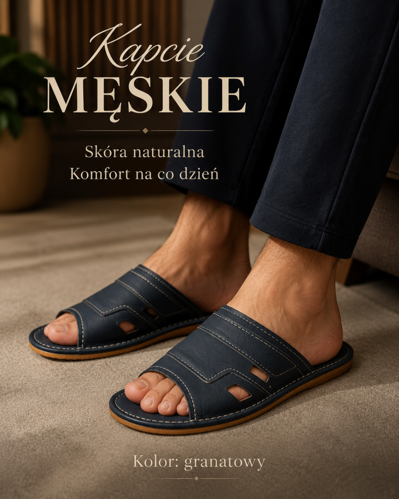 Kapcie męskie SKÓRA NATURALNA