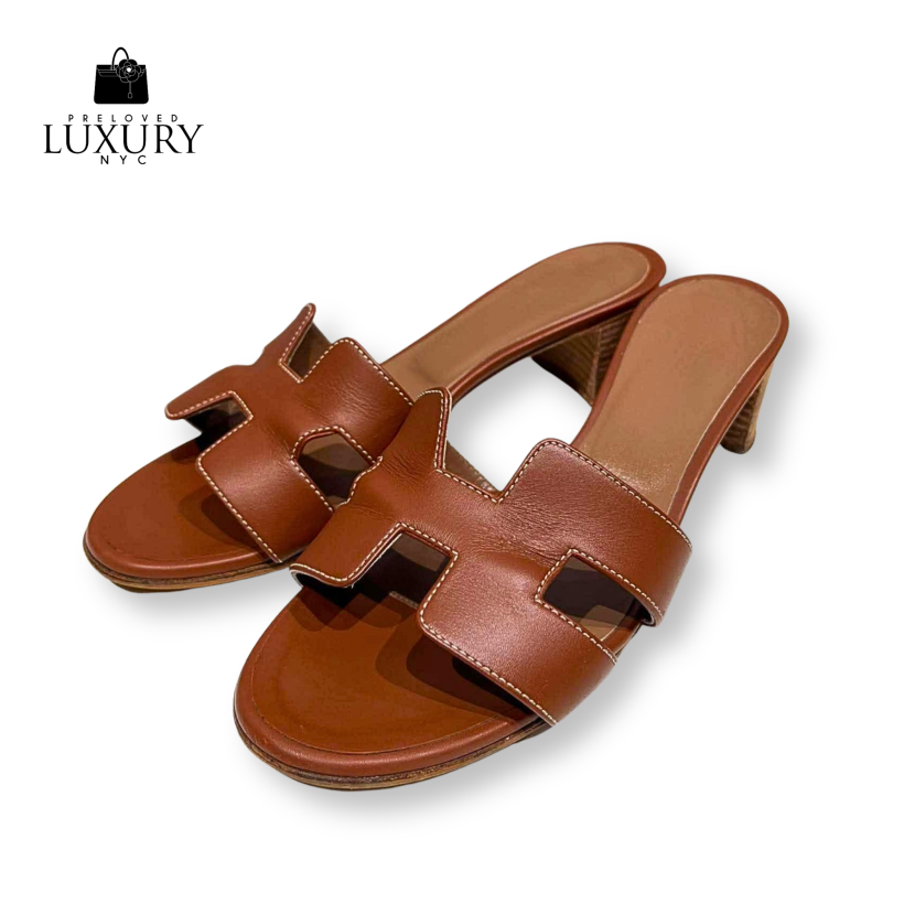 HERMES Brown Leather Oasis Sandals