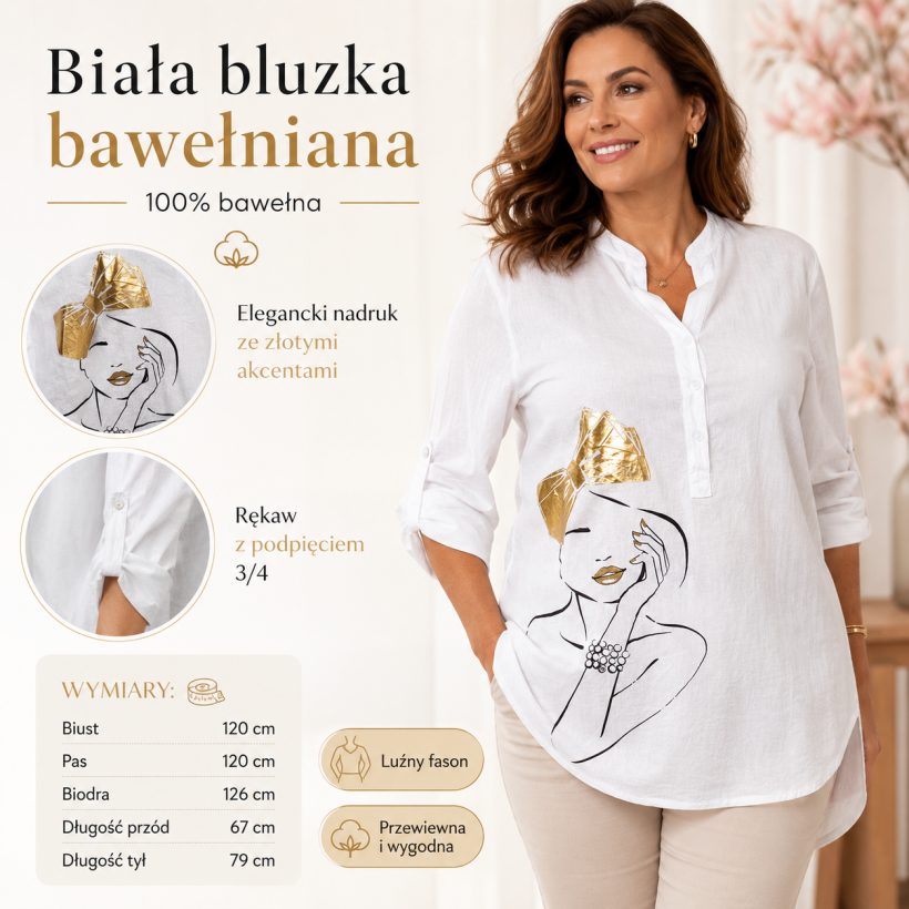 Koszula  100% Bawełna Gold Kobieta