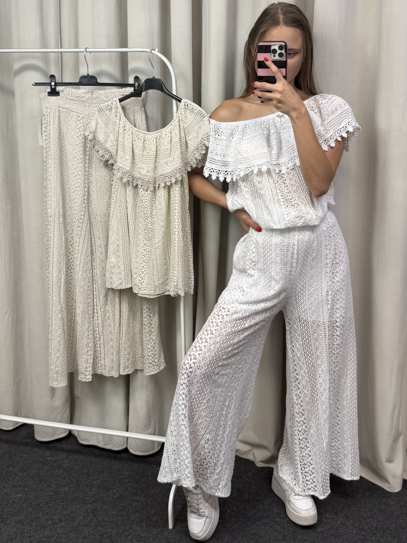 Komplet koronka boho bawełniany