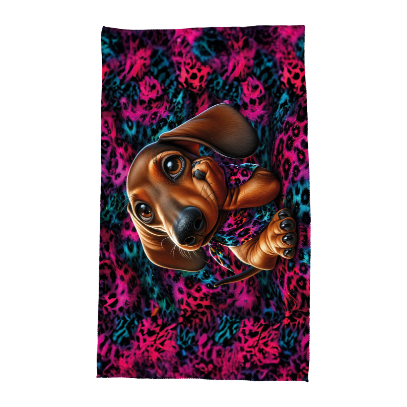 Ręcznik 140cm x 75cm z wzorem jamnik panterka