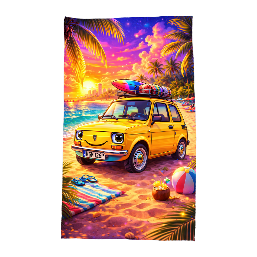 Ręcznik 140cm x 75cm z wzorem maluch na wakacjach
