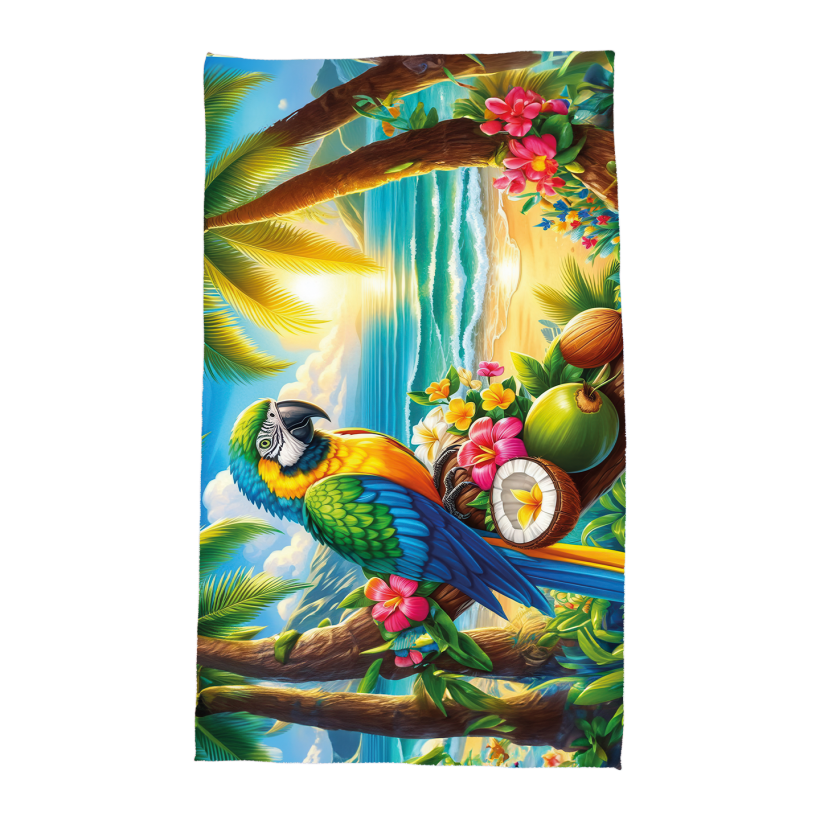 Ręcznik 140cm x 75cm z wzorem papuga kokos