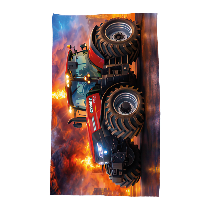 Ręcznik 140cm x 75cm z wzorem traktor czerwony