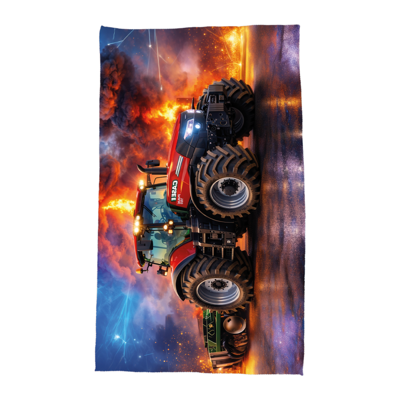 Ręcznik 140cm x 75cm z wzorem traktor w ogniu