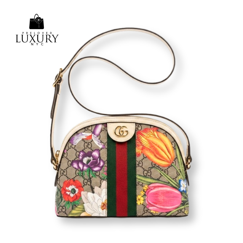 GUCCI Ophidia  Small Flora Dome Bag GG Canvas