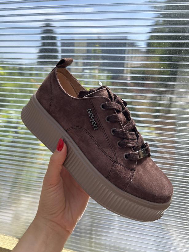 GEL 2 półbut gelteo m-031 d. Brown ciemnobrązowy trampek na platformie