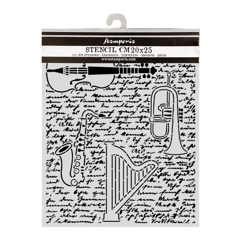 STENCIL SYMPHONY 20X25 VIOLINO, TROMBA E ARPA 212