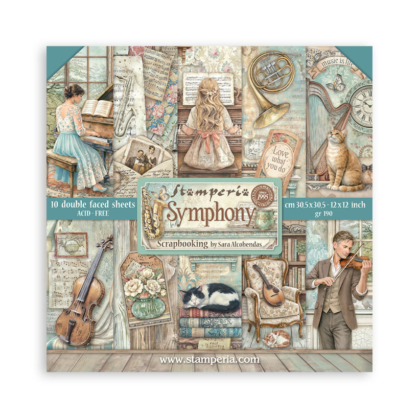 BLOCCO GRANDE CARTE SCRAP 10 FOGLI SYMPHONY -188
