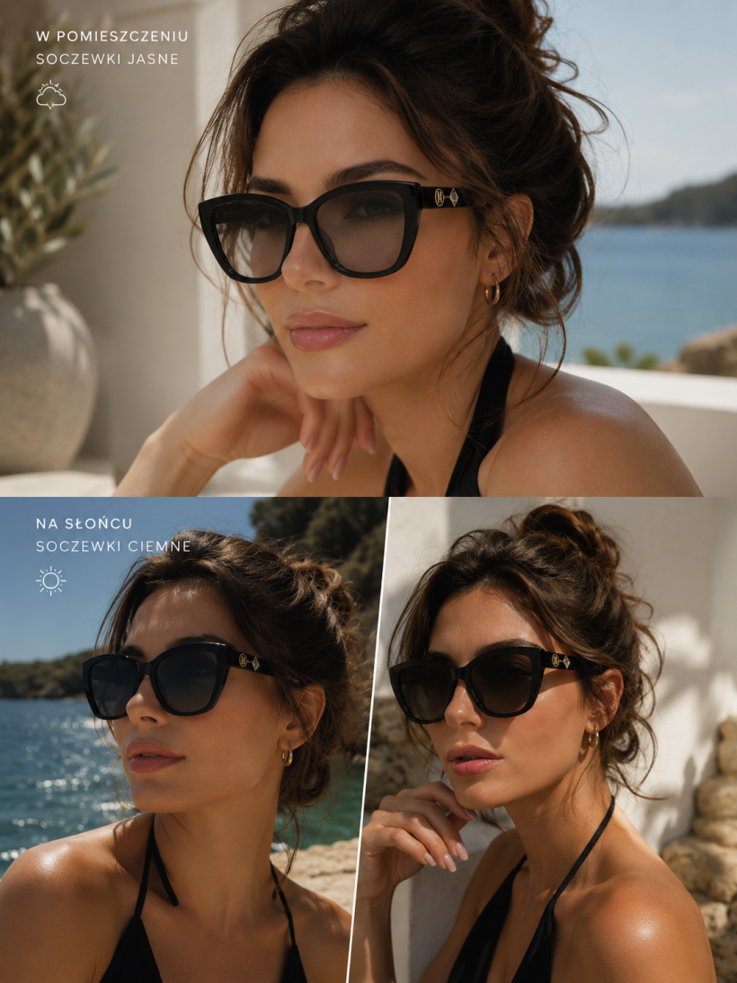 Okulary przeciwsłoneczne  fotochromowe z diamencikiem  BS6805