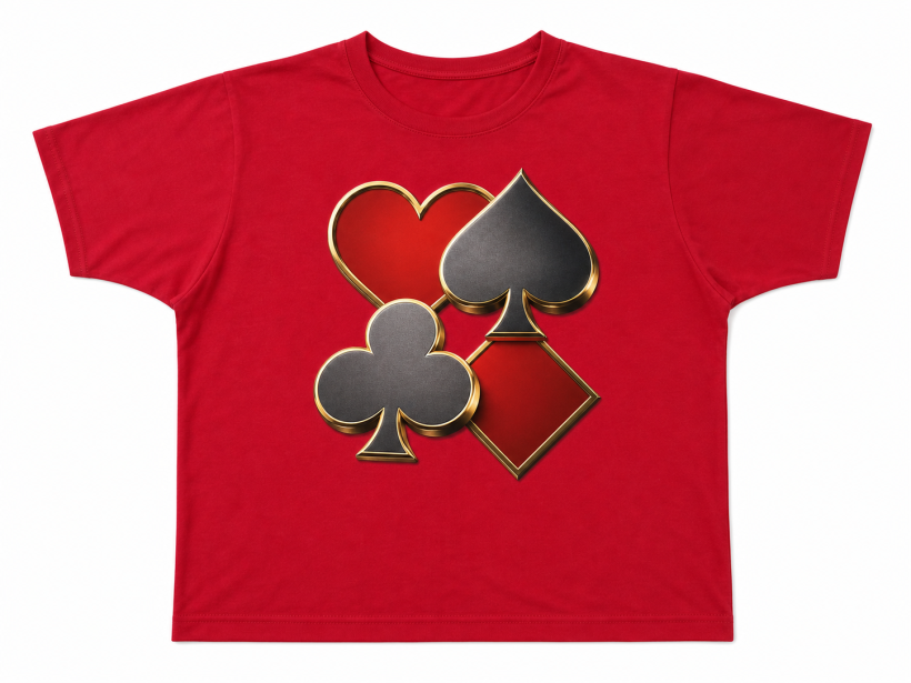 T-shirt czerwony Karty cztery