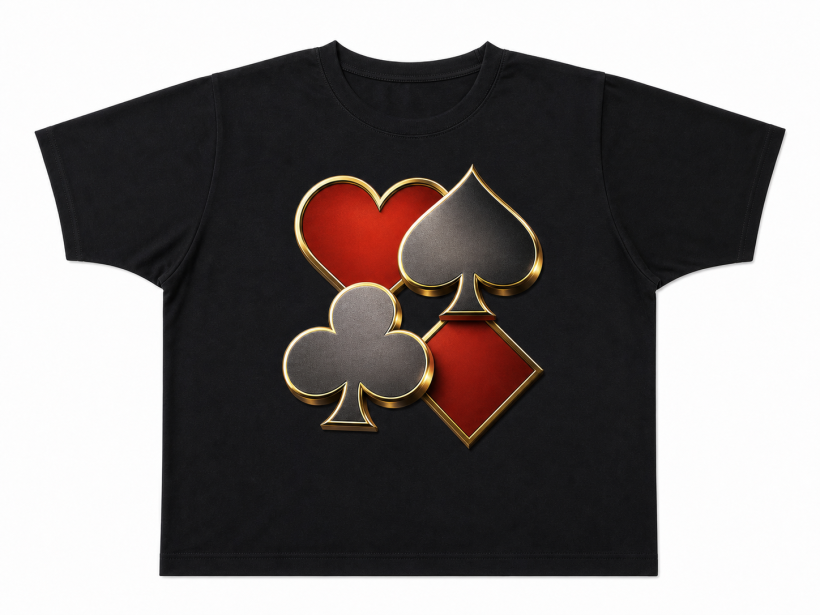 T-shirt czarny Karty cztery