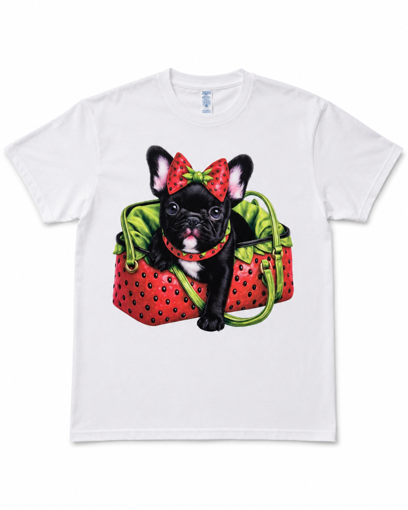 T-shirt buldog arbuzik biały