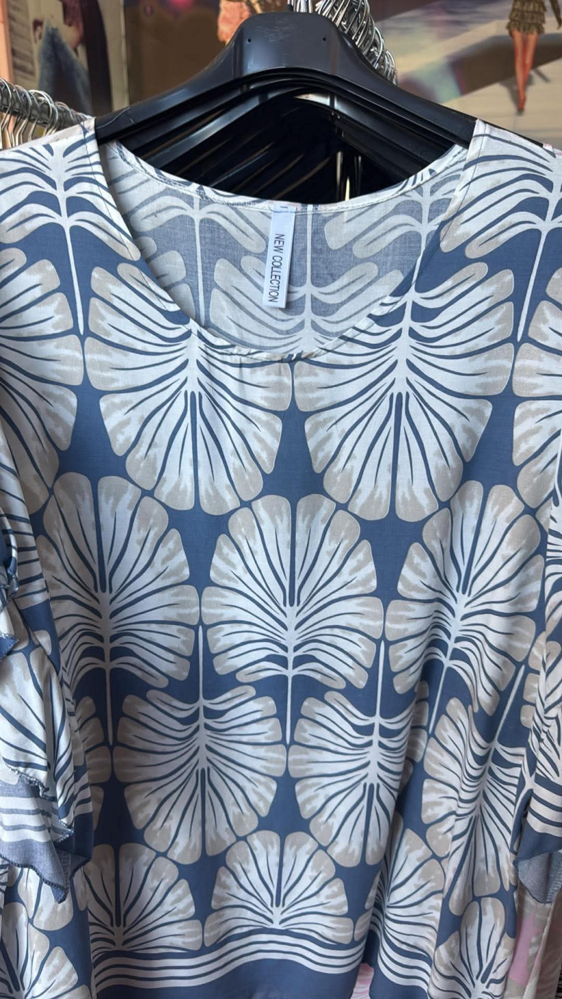 Italia nr 15 - Bluzka w liście - 5092 - jeans