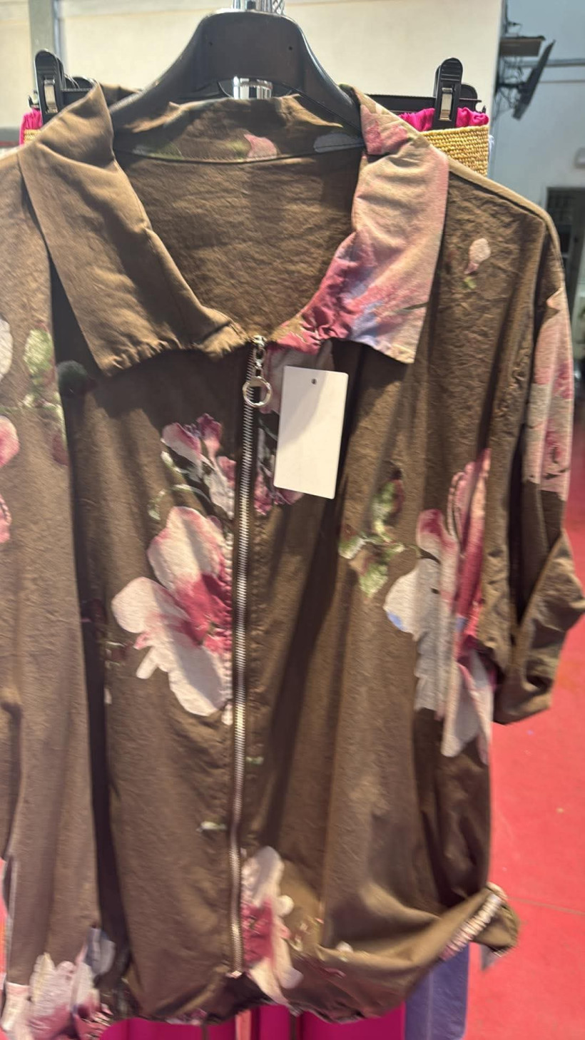 Italia nr 15 - Bluza / kurtka na zamek w kwiaty - 661884 - czekoladowy