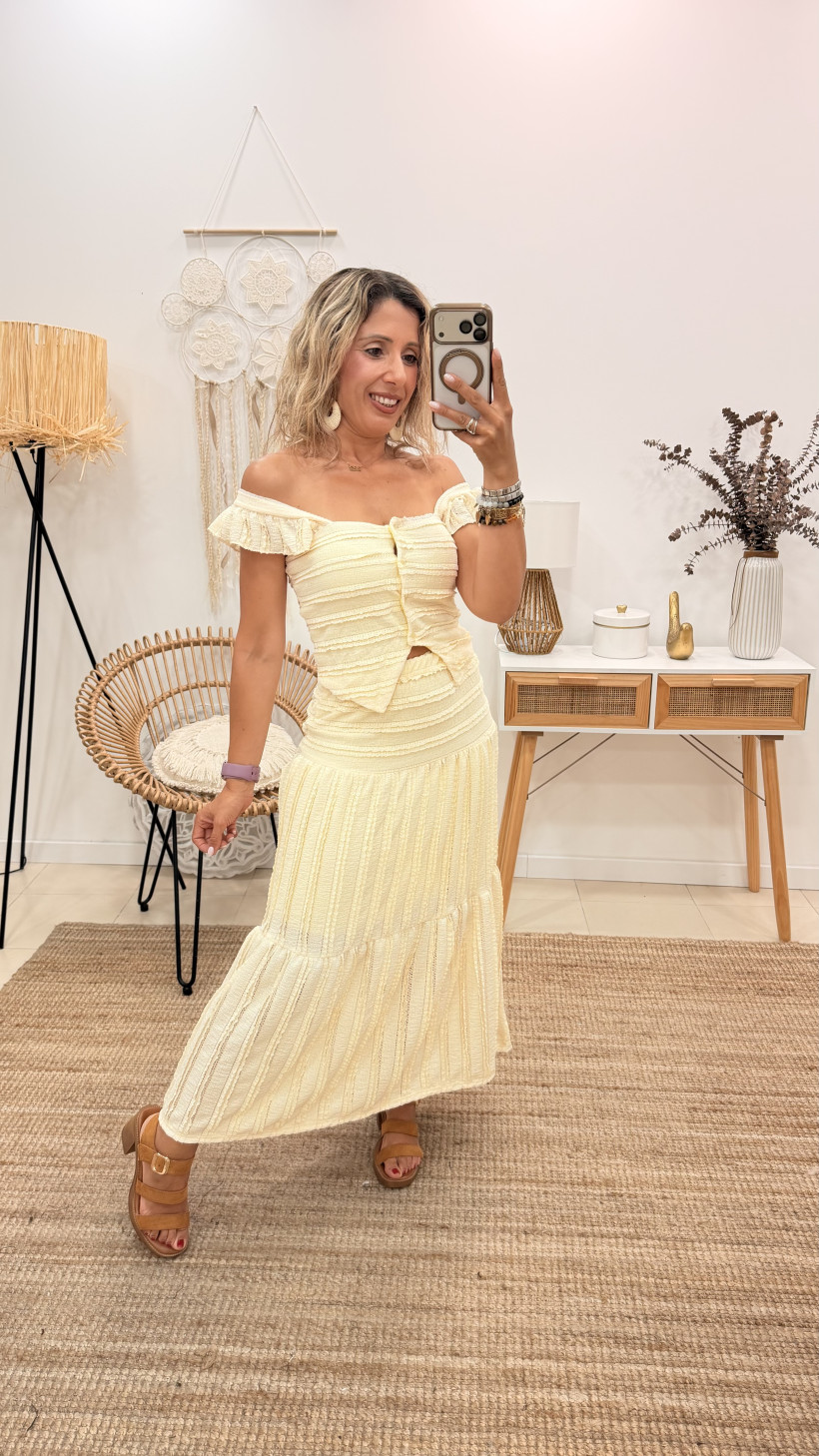 CONJUNTO SAIA + COLETE MALHA