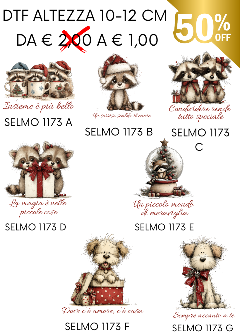 PROMO DTF ANIMALETTI NATALE 10- 12 CM