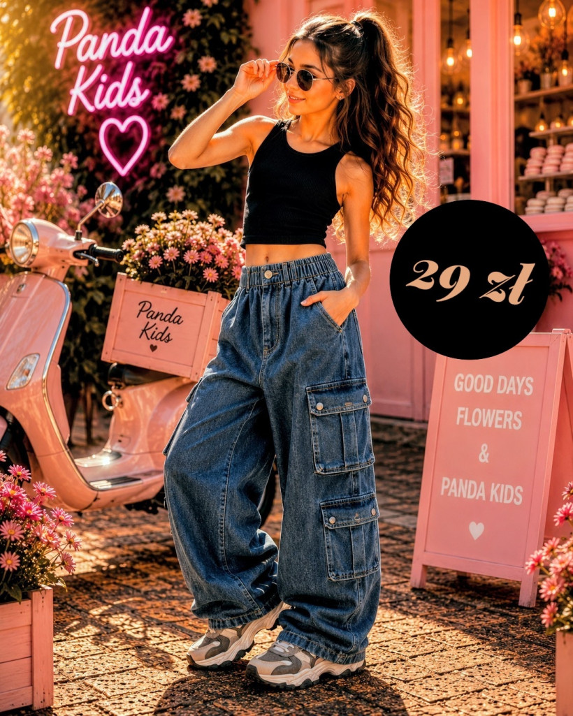 Spodnie jeans BOJÓWKI cargo 