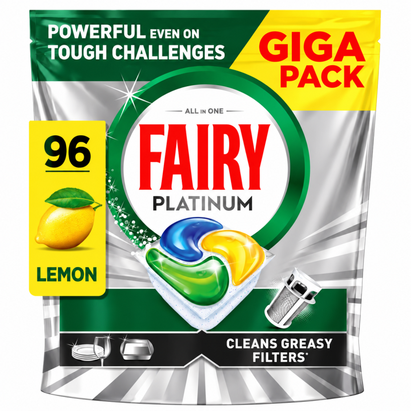 Fairy Platinum All in One Cytrynowe Kapsułki do Zmywarki 96 szt.