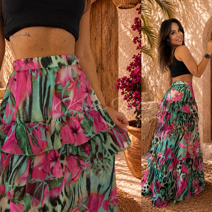 Spódnica Szyfonowa Maxi Lambada Tropical