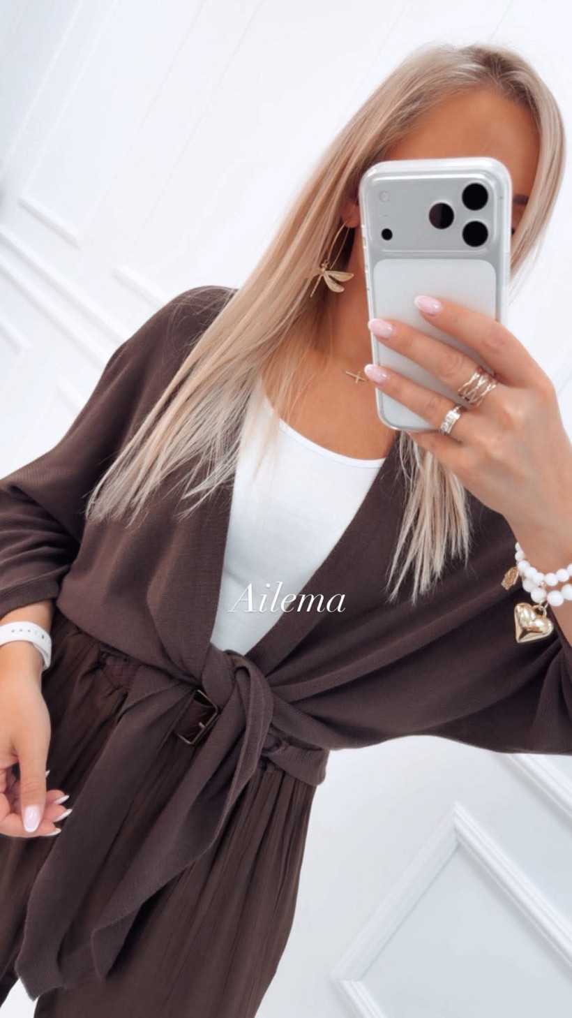 Sweterek SW654 wiązany w pasie
