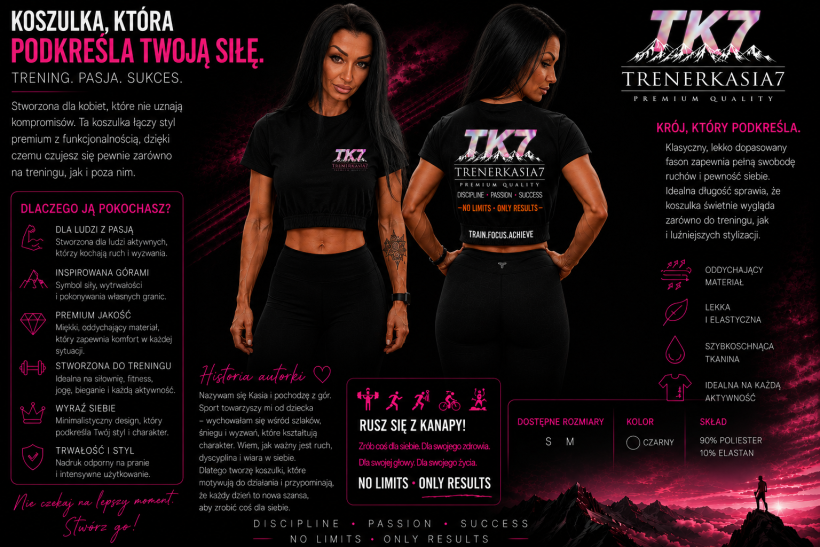 T- shirt ściągany stoperami Logo różowe TK7