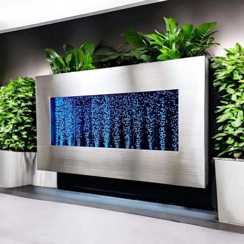 Wisząca ściana ścianka wodna bąbelkowa fontanna LED RGB kolory 95x55x11,5cm